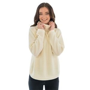 Trisha Tyler Textured Knit Sweater With Rib Sleeves Cream Off White Size PXL